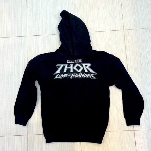 NWOT Marvel Boys' Black Thor Love and Thunder Logo Hoodie, Size: S - Picture 1 of 6